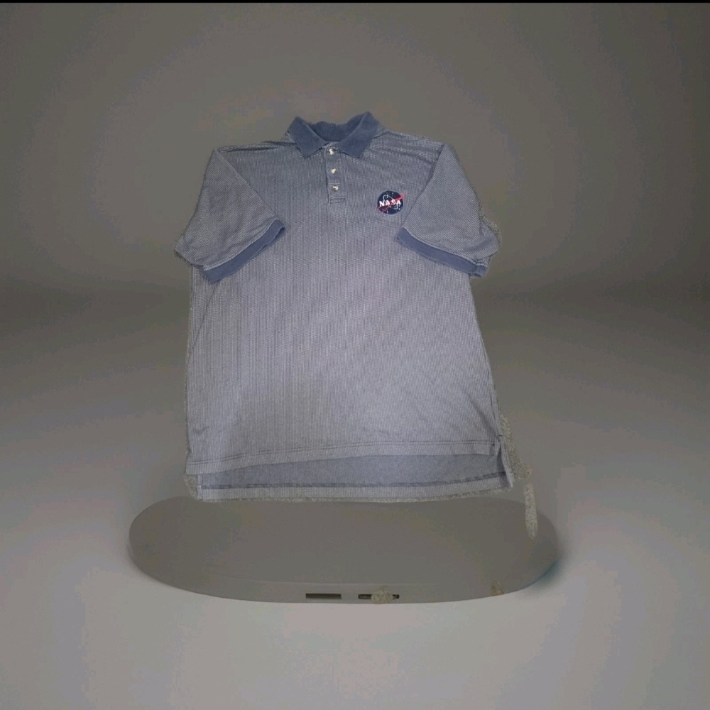 Blue NASA Patch Polo Shirt - Men's Short Sleeve